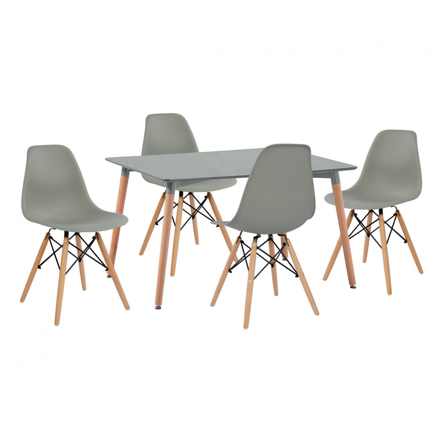 Set Dining Table 5 Pieces Table Minimal With Chair Twist Grey Hm10229.10 120x80x73 Cm