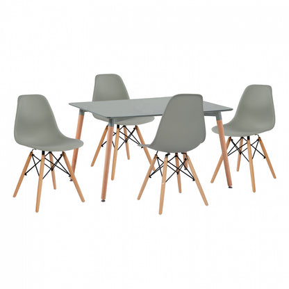Set Dining Table 5 Pieces Table Minimal With Chair Twist Grey Hm10229.10 120x80x73 Cm