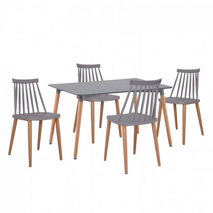 Set Dining Table 5 Pieces Table Minimal With Vanessa Grey Chairs Hm11327.10 120x80x73 Cm