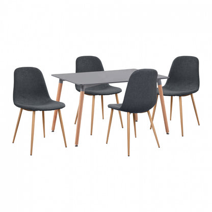 Set Dining Table 5 Pieces Table Minimal 45x54x84 Cm With Leonardo Grey Chair Hm11330.10