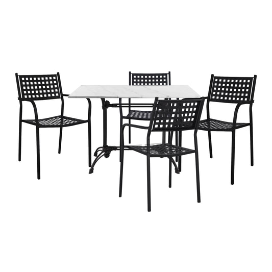 Outdoor Dining Set 5 Pcs With Marble Table Hm11717