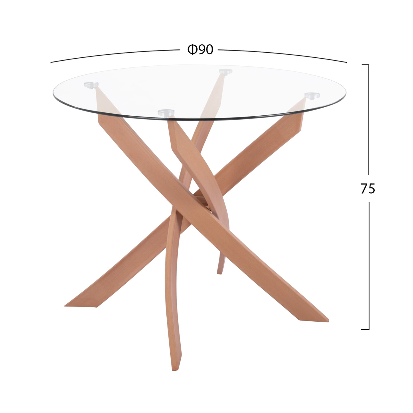 Dining Set 5pcs Jafaru Hm10885.12 Round Table Φ90 & 4 Dining Chairs--beige