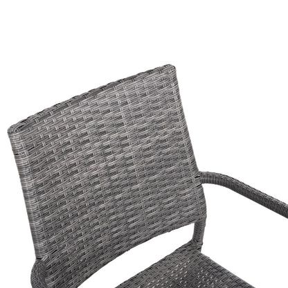 Outdoor Dining Set 5pcs Bruno Hm10874.02 Metal & Wicker In Grey