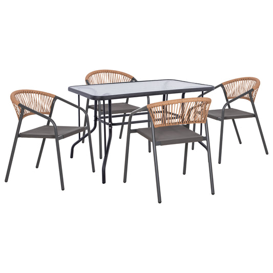 Outdoor Dining Set 5pcs Adam Hm10727.01 Metal Chairs & Table 110x60cm Grey