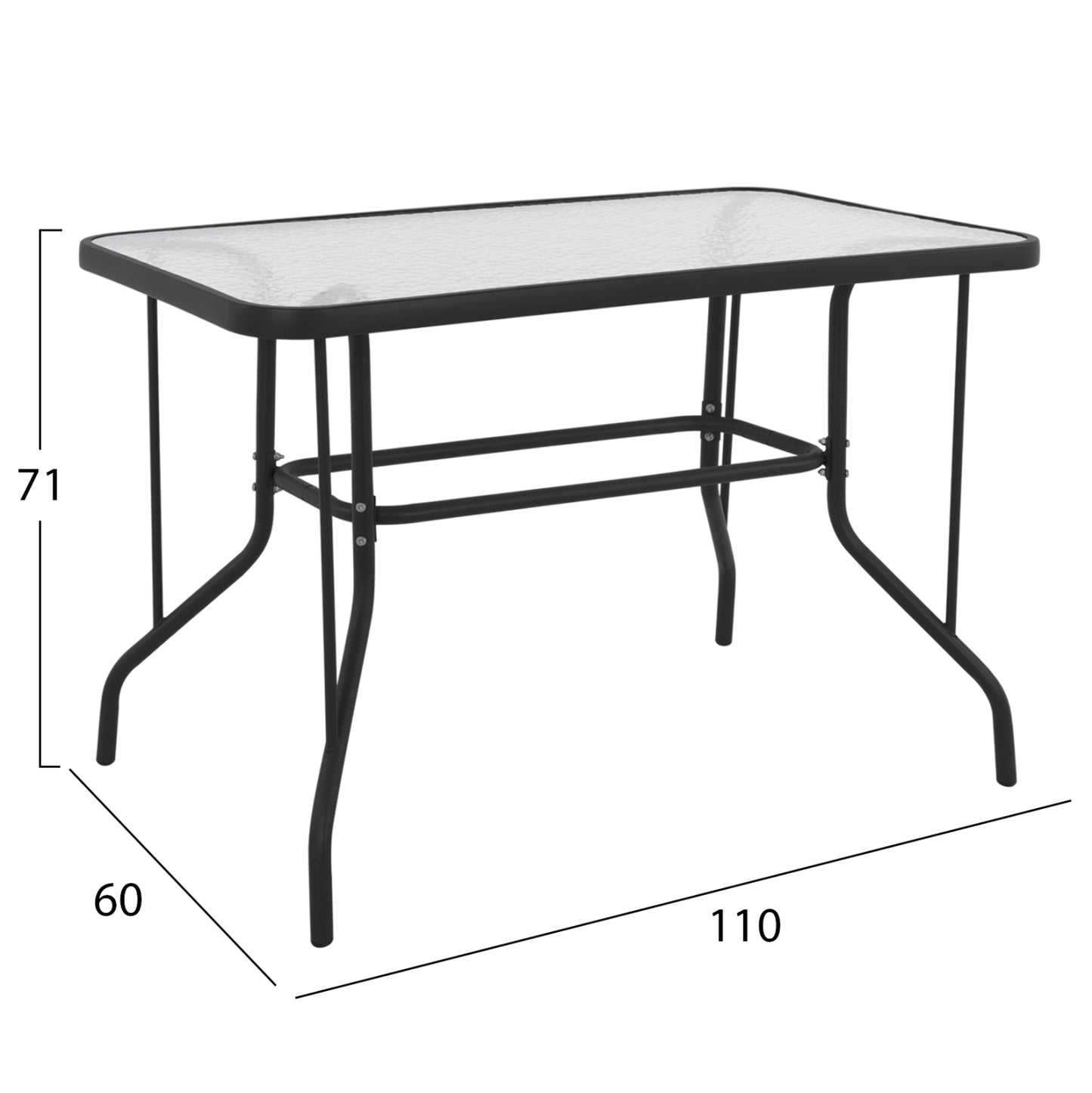 Outdoor Dining Set 5pcs Adam Hm10727.03 Metal Chairs & Table 110x60cm Black