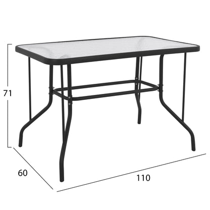 Outdoor Dining Set 5pcs Adam Hm10727.03 Metal Chairs & Table 110x60cm Black