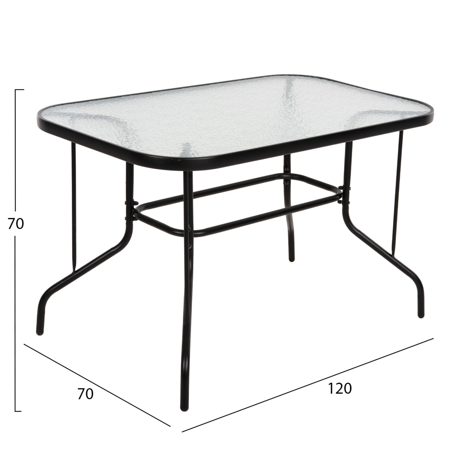 Outdoor Dining Set 5pcs Adam Hm10859.03 Metal Chairs & Table 120x70cm Black