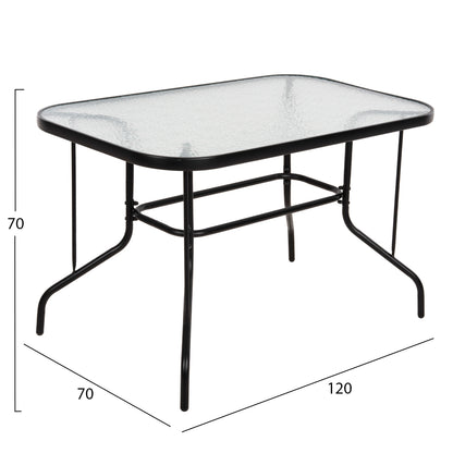 Outdoor Dining Set 5pcs Adam Hm10859.03 Metal Chairs & Table 120x70cm Black