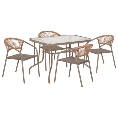 Outdoor Dining Set 5pcs Adam Hm10727.04 Metal Chairs & Table 110x60cm Champagne