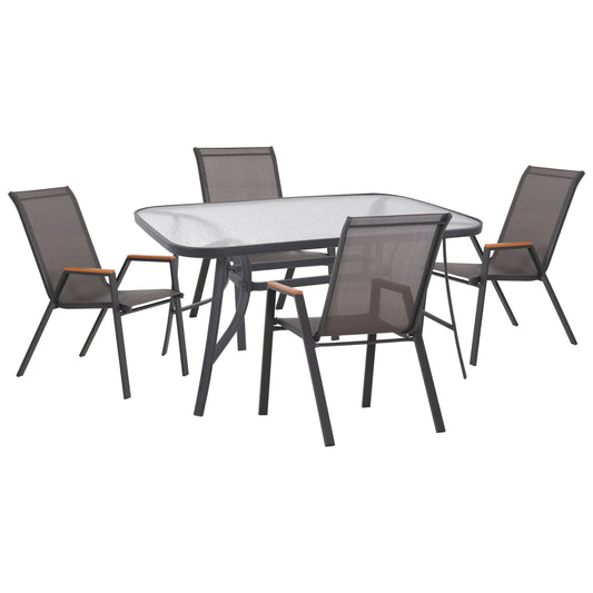 Outdoor Dining Set 5pcs Beck Hm10729.01 Metal Chairs & Table 140x80cm Grey