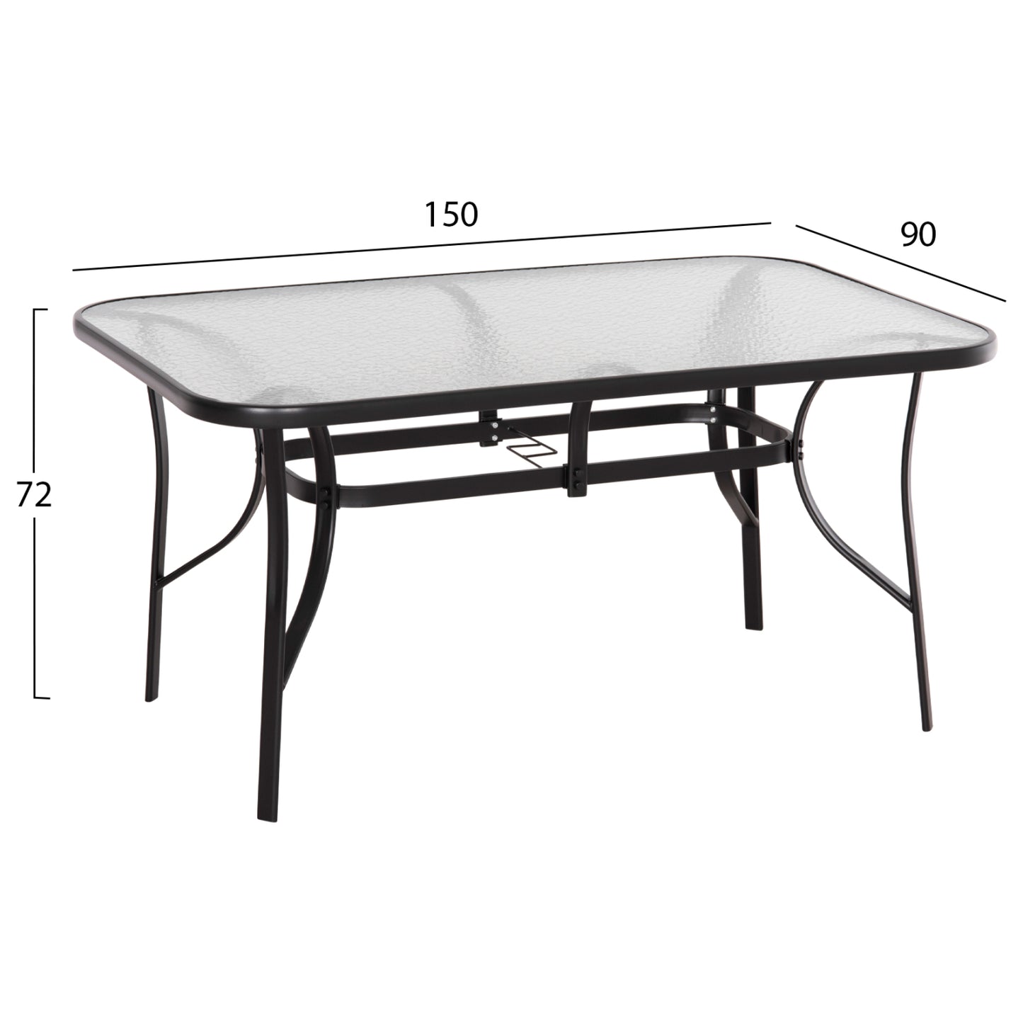 Outdoor Dining Set 5pcs Bruno Hm10729.03 Metal Chairs & Table 150x90cm Black