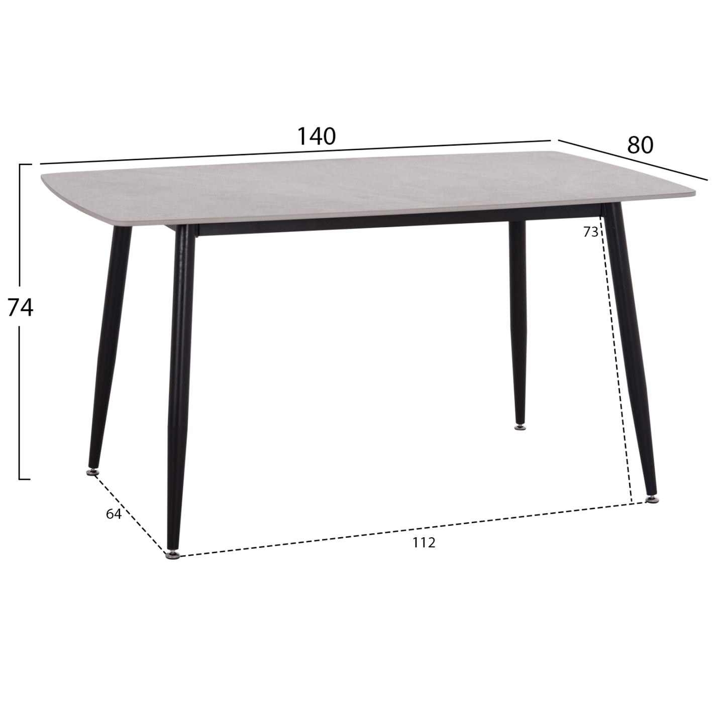 Dining Set 5pcs Raven Hm10743 Ceramic Top Grey Marble--grey Fabric