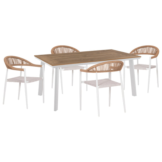 Outdoor Dining Set 5pcs Berg Hm10823.01 Aluminum-polywood-textilene---white