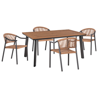 Outdoor Dining Set 5pcs Kerly Hm10833.10 Dark Grey Aluminum--polywood--p.e.rattan Beige