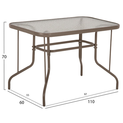 Outdoor Dining Set 5pcs Leone Hm10835.04 Metal Chairs & Table 110x60cm Champagne