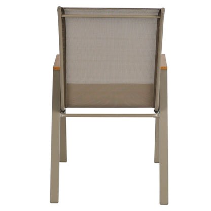 Outdoor Dining Set 5pcs Leone Hm10835.04 Metal Chairs & Table 110x60cm Champagne