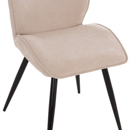 Dining Set 5pcs Gaff Hm10847.02 Mdf Top In Wood Color--fabric In Beige & Black Metal Legs