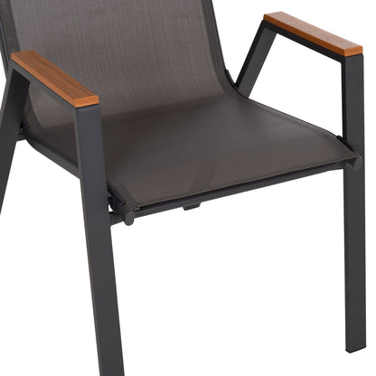 Outdoor Dining Set 5pcs Ofer Hm10855.01 Metal Chairs & Table 150x90cm Grey