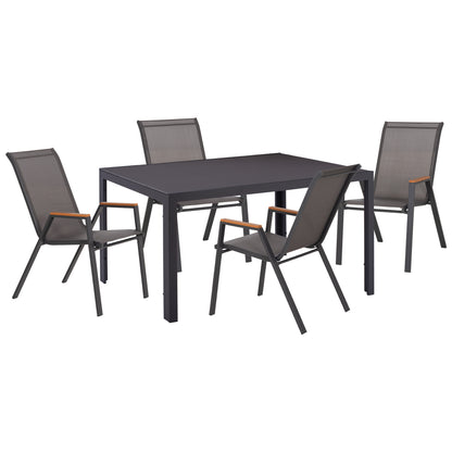 Outdoor Dining Set 5pcs Ofer Hm10855.01 Metal Chairs & Table 150x90cm Grey