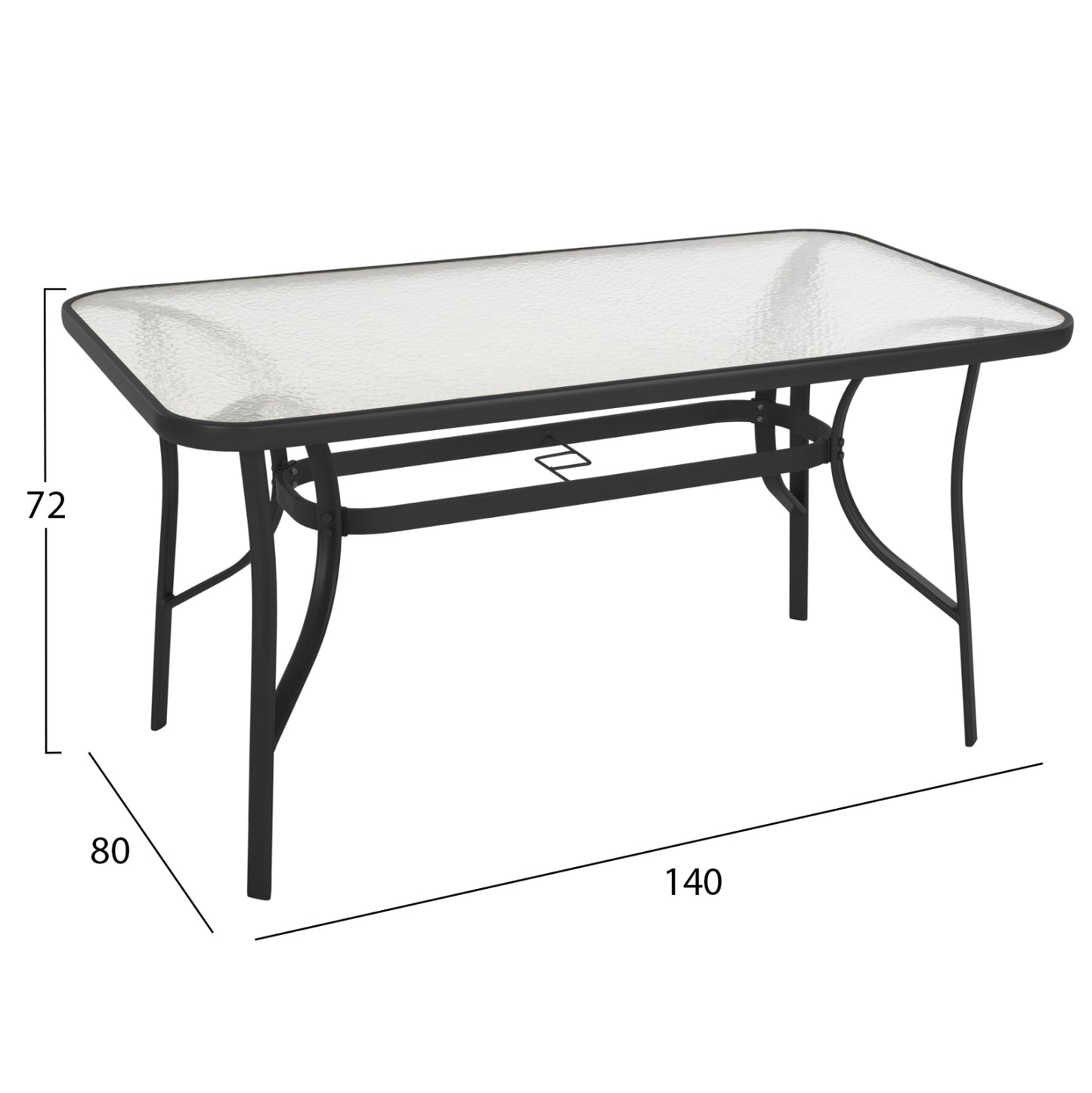 Outdoor Dining Set 5pcs Bruno Hm10860.03 Metal Chairs & Table 140x80cm Black