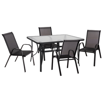 Outdoor Dining Set 5pcs Bruno Hm10894.03 Metal & Textilene-- Black