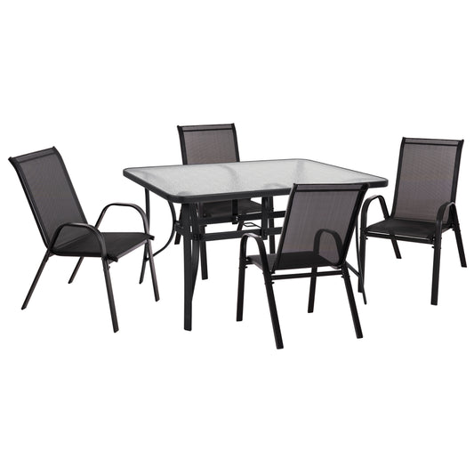 Outdoor Dining Set 5pcs Bruno Hm10894.03 Metal & Textilene-- Black