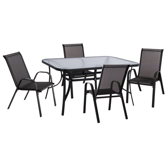 Outdoor Dining Set 5pcs Bruno Hm10895.03 Black Metal & Textilene