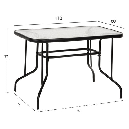 Outdoor Dining Set Adam Hm10897.03 Table 110x60cm & 4 Armchairs--black