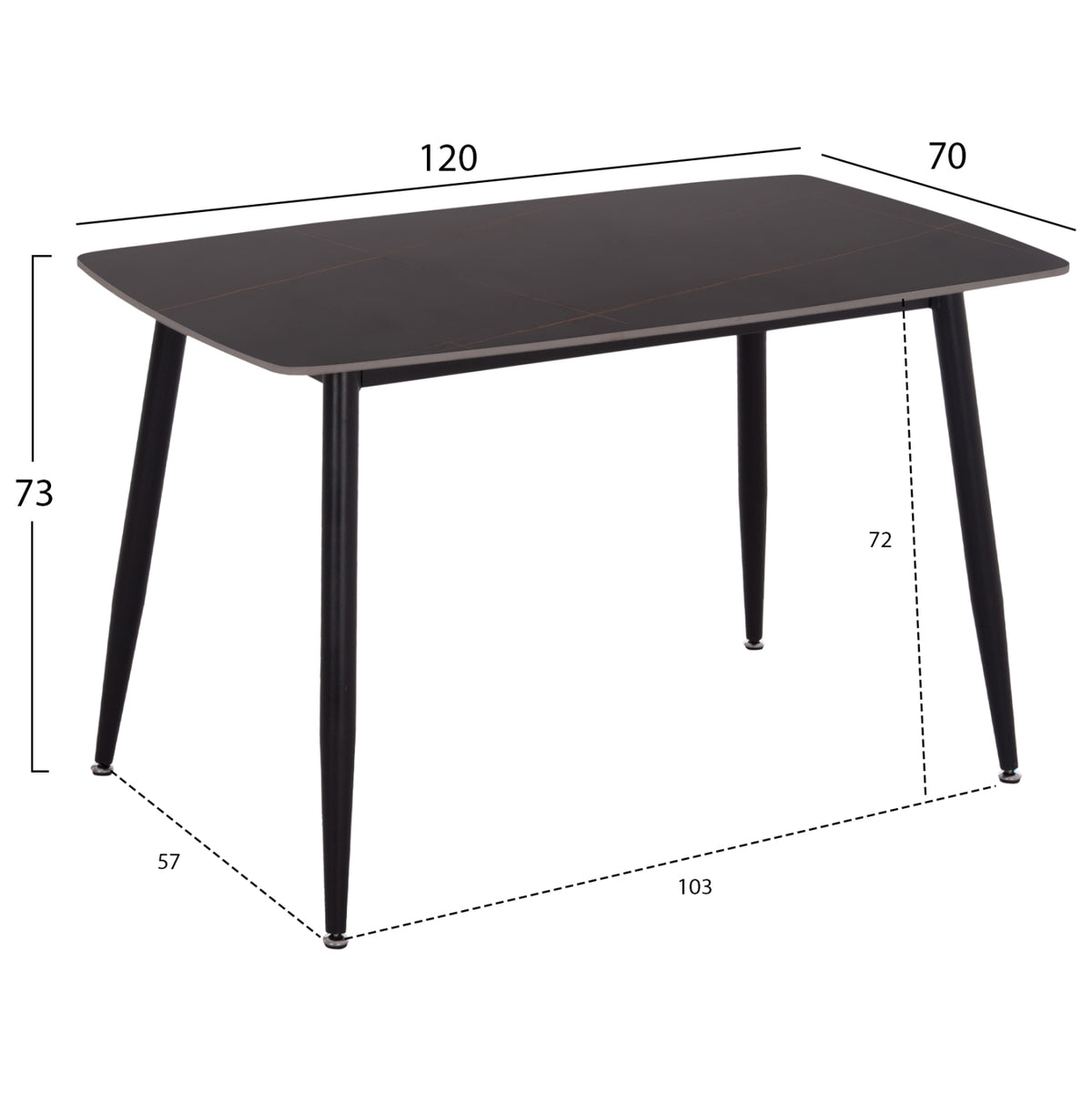 Dining Set 5pcs Oded Hm10946.14 Ceramic Top-velvet-metal--black Color