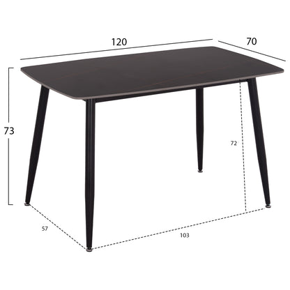 Dining Set 5pcs Oded Hm10946.14 Ceramic Top-velvet-metal--black Color