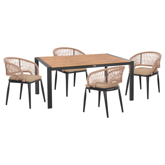 Outdoor Dining Set 5pcs Magnet Hm10997.03 Aluminum In Anthracite--polywood--p.e.rope