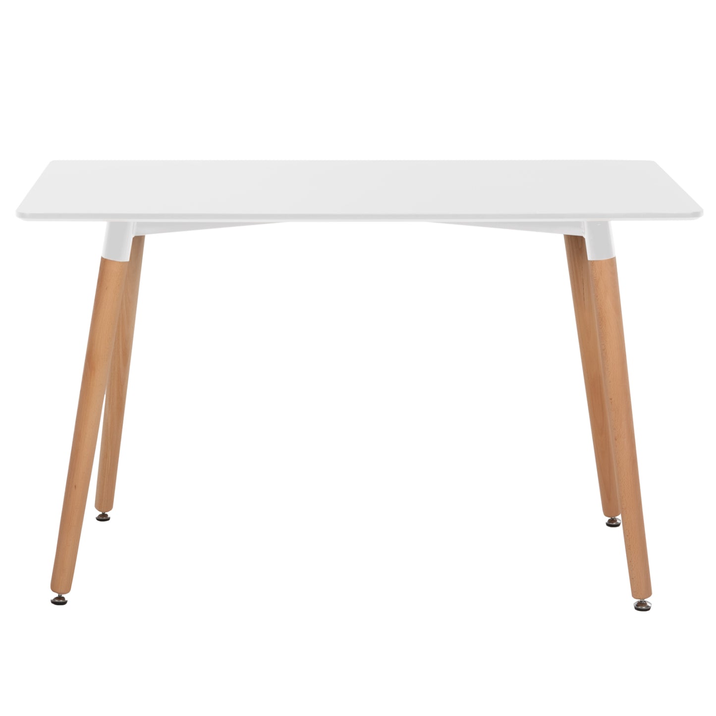 Dining Set 5pcs Minimal Hm11767 White Mdf Top-beige Fabric Chairs