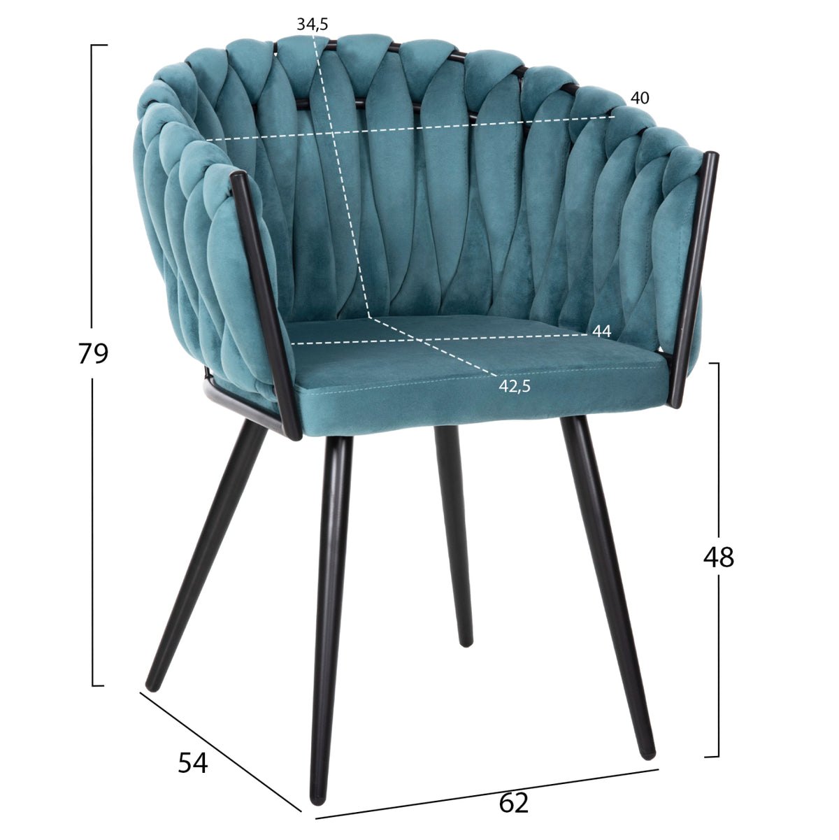 Dining Set 5pcs Raven Hm12121.01 Ceramic Top White Marble--turquoise Velvet