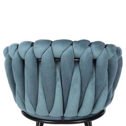 Dining Set 5pcs Raven Hm12121.01 Ceramic Top White Marble--turquoise Velvet