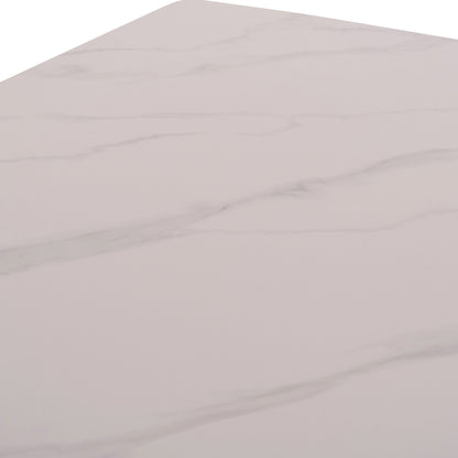 Dining Set 5pcs Raven Hm12121.01 Ceramic Top White Marble--turquoise Velvet