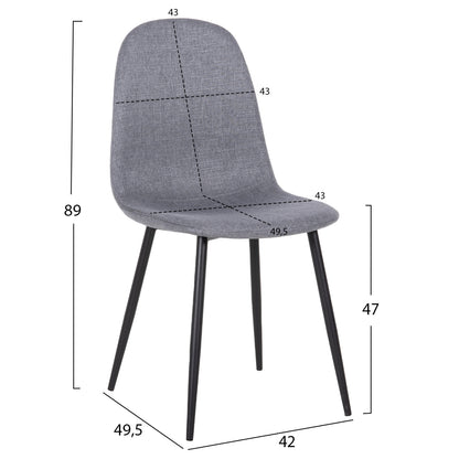 Dining Set 5pcs Raven Hm21068.03 Ceramic Top Grey Marble--grey Fabric
