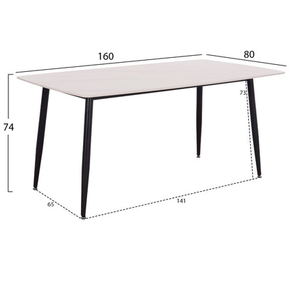 Dining Set 5pcs Raven Hm21069.01 Ceramic Top In White Marble & 4 Chairs