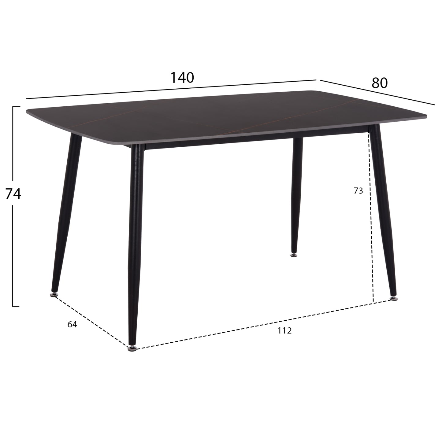Dining Set 5pcs Raven Hm21072.02 Ceramic Top In Black Marble & 4 Chairs