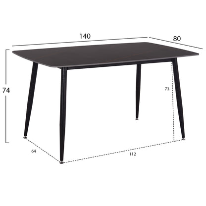 Dining Set 5pcs Raven Hm21072.02 Ceramic Top In Black Marble & 4 Chairs
