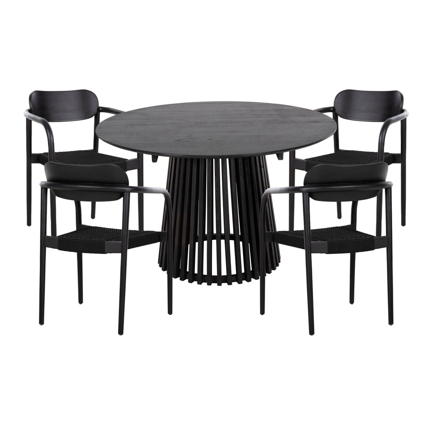 Dining Set 5pcs Oslo Hm21075.01 Round Table Φ120cm. & 4 Dining Chairs-black