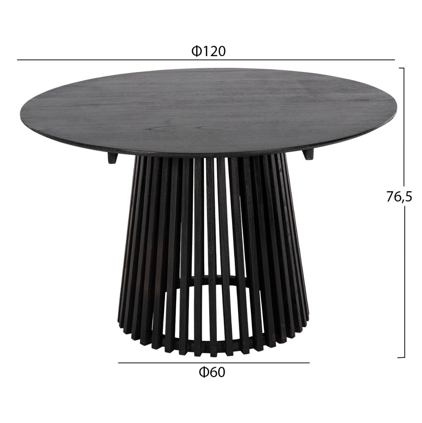 Dining Set 5pcs Kingsley Hm21075.02 Round Table Φ120cm. & 4 Dining Chairs-black