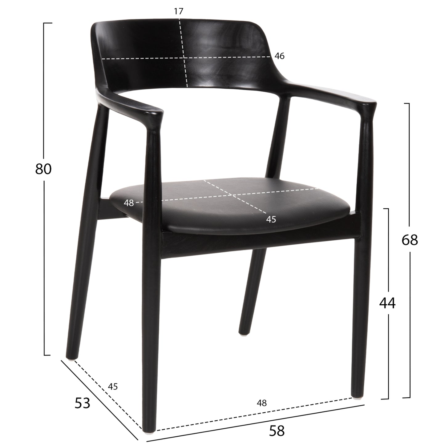 Dining Set 5pcs Kingsley Hm21075.02 Round Table Φ120cm. & 4 Dining Chairs-black