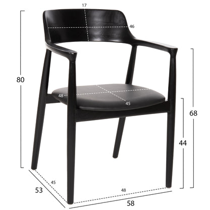 Dining Set 5pcs Kingsley Hm21075.02 Round Table Φ120cm. & 4 Dining Chairs-black