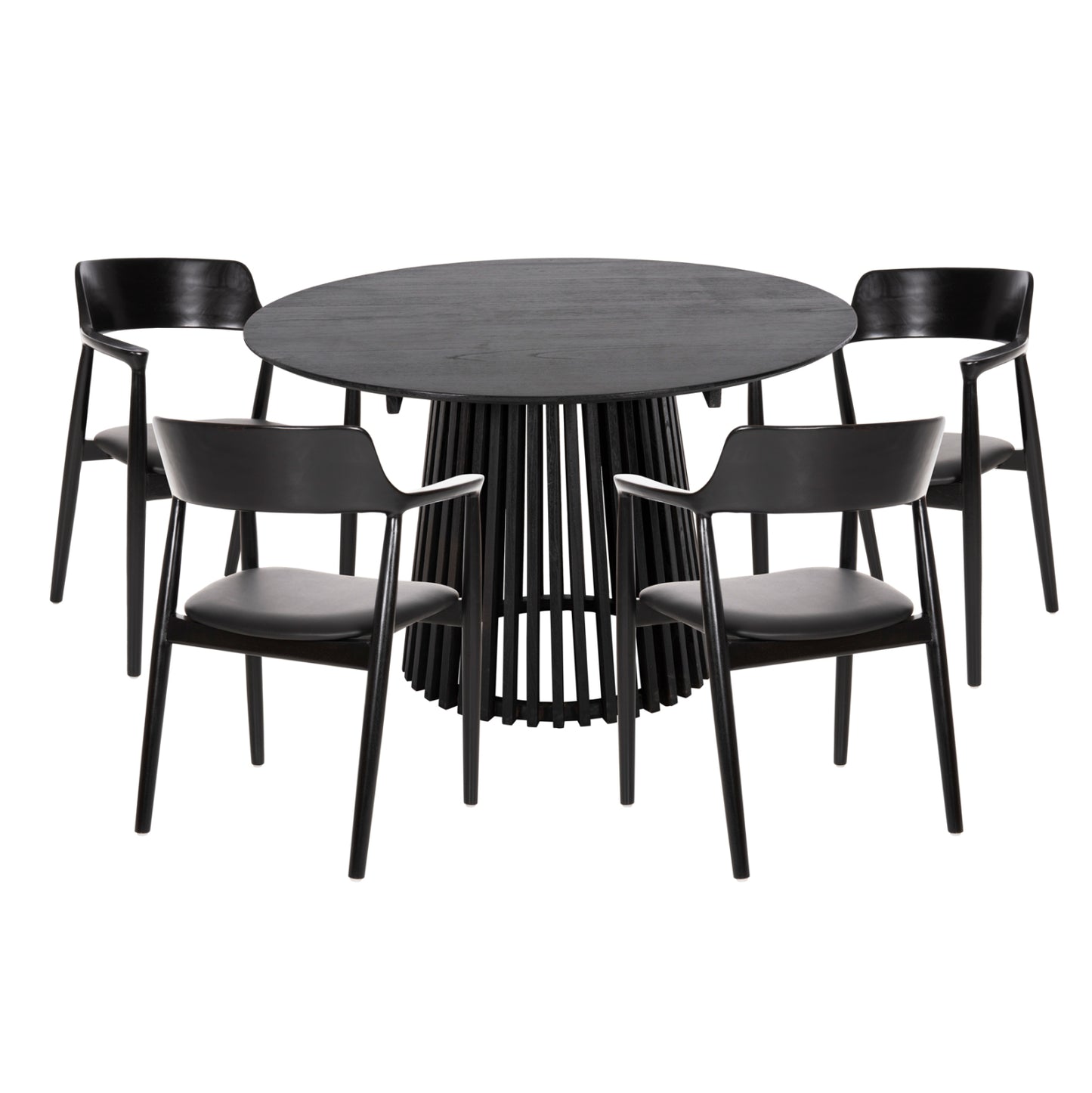 Dining Set 5pcs Kingsley Hm21075.02 Round Table Φ120cm. & 4 Dining Chairs-black