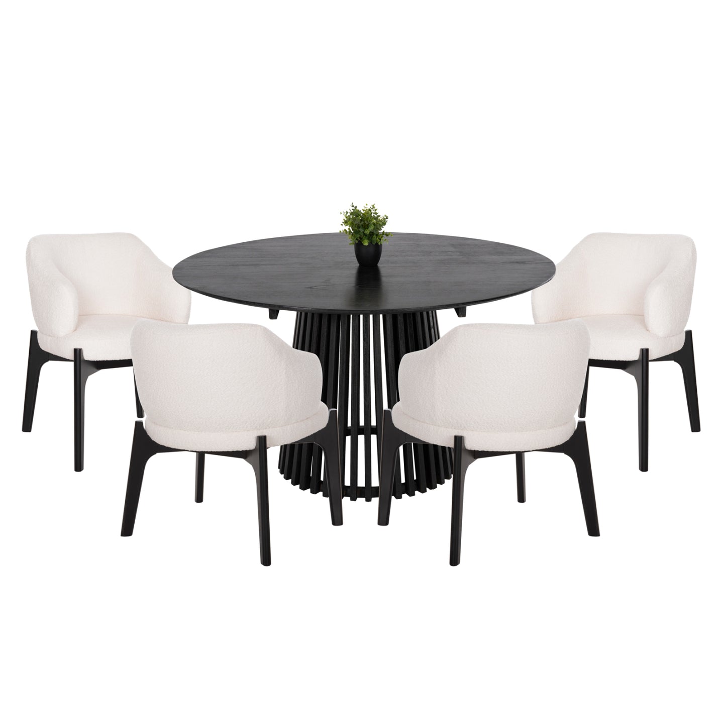 Dining Set 5pcs Abai Hm21077.01 Round Table Φ150cm. & 4 Dining Chairs-black