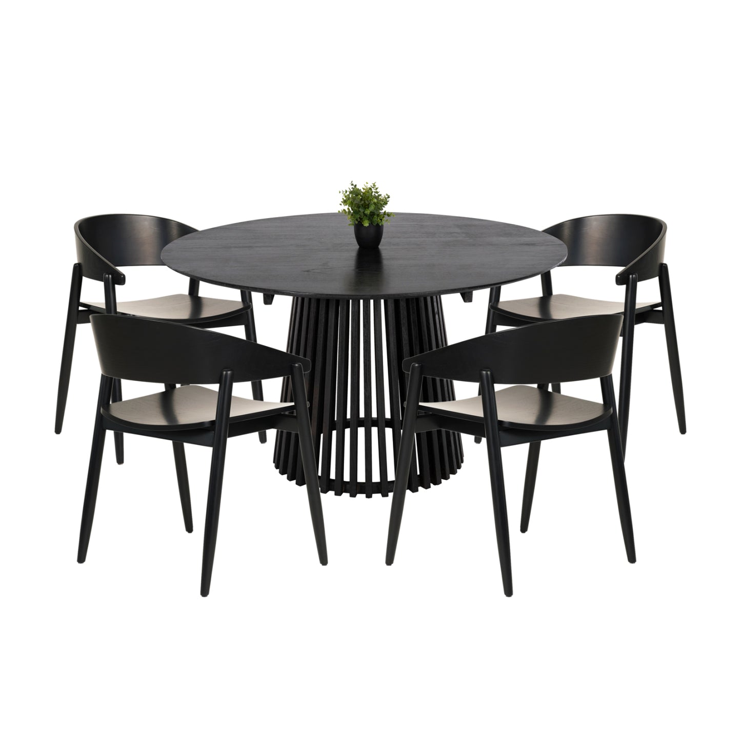 Dining Set 5pcs Canop Hm21077.02 Round Table Φ150cm. & 4 Dining Chairs-black