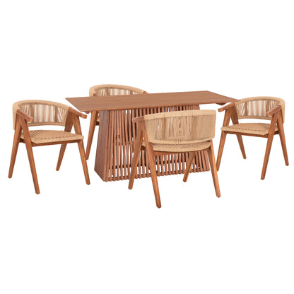 Dining Set 5pcs Brann Hm21078.03 Rectangular Table & 4 Dining Chairs