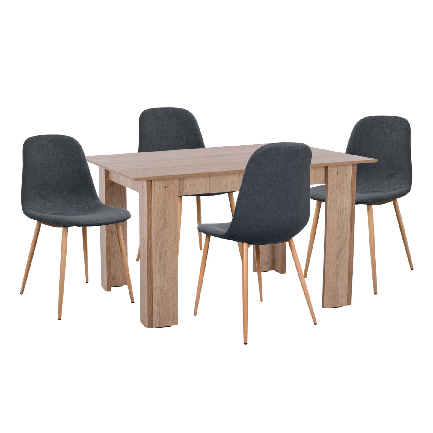 Dining Set 5pcs Kelvin Hm21117 Table With Metallic Chairs With Fabric In Dark Grey