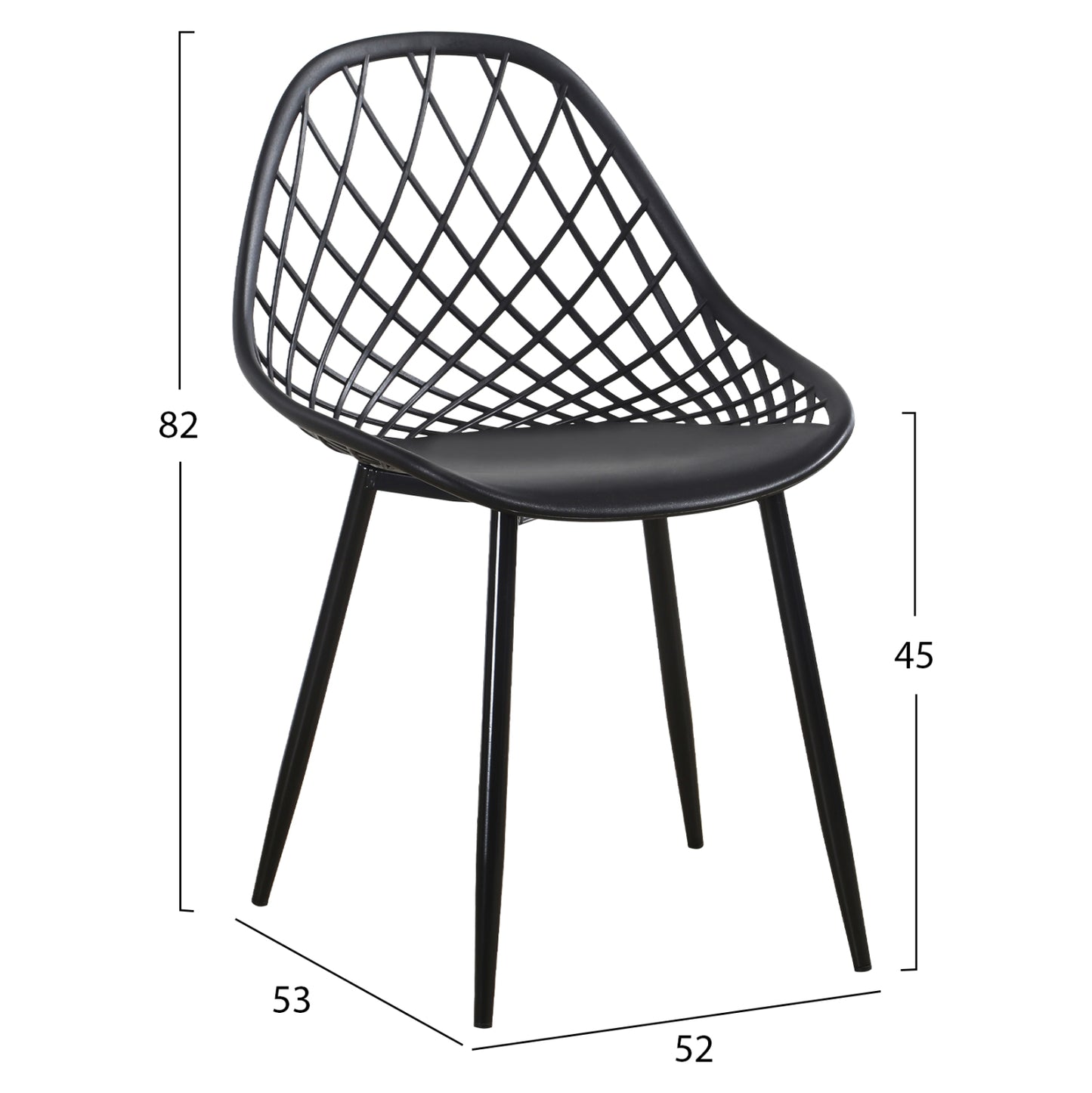 Dining Set 5pcs Lio Hm21175 Mdf Top & Polypropylene In Black