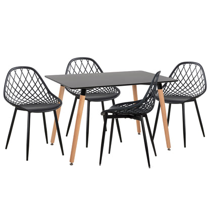 Dining Set 5pcs Lio Hm21175 Mdf Top & Polypropylene In Black